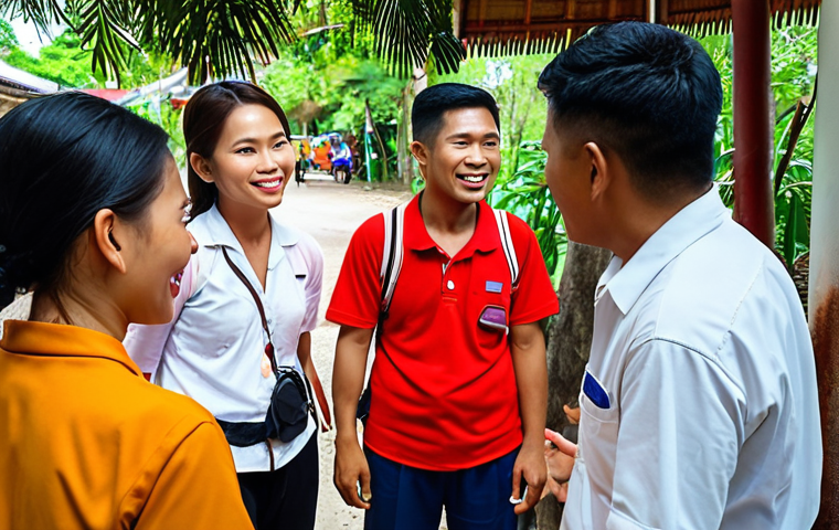 **A friendly Thai tour guide sharing interesting stories with tourists, with a focus on engaging storytelling techniques during a tour.** (Focus: Storytelling & enthusiastic guide)